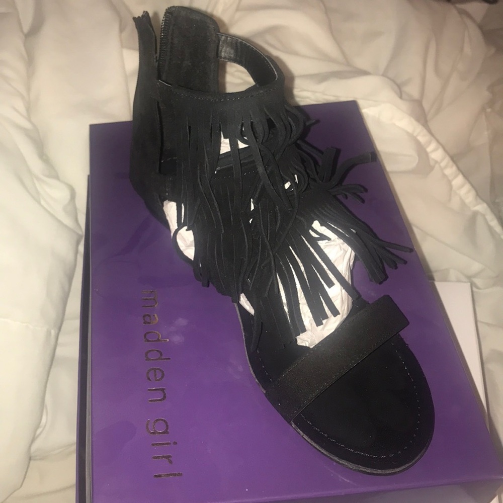 Never worn madden girl fringe sandals